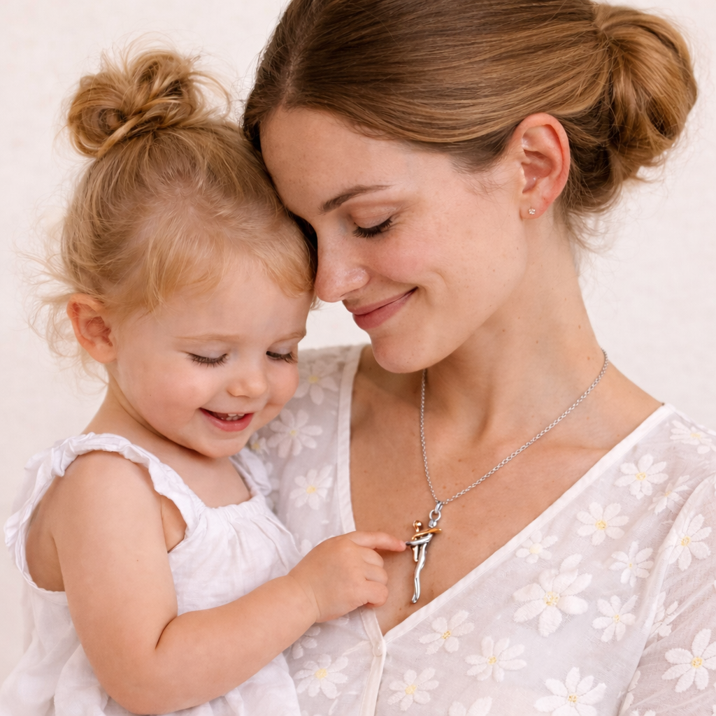 Mother & Child Hug Necklace - Personalized Gift for Mom - Mini Brick Custom
