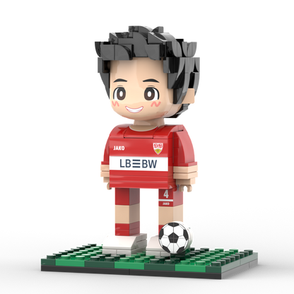 Gepersonaliseerde 1-persoons stenen figuren met voetbalthema, cadeau voor een verjaardag of Valentijnscadeau voor een voetballer