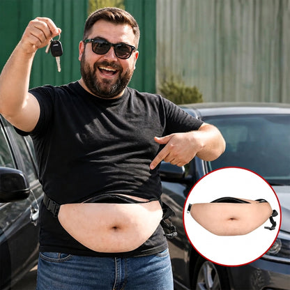 Funny Body Print Fanny Pack – Realistic Abs & Belly Waist Bag, Novelty Joke Gift for Friends