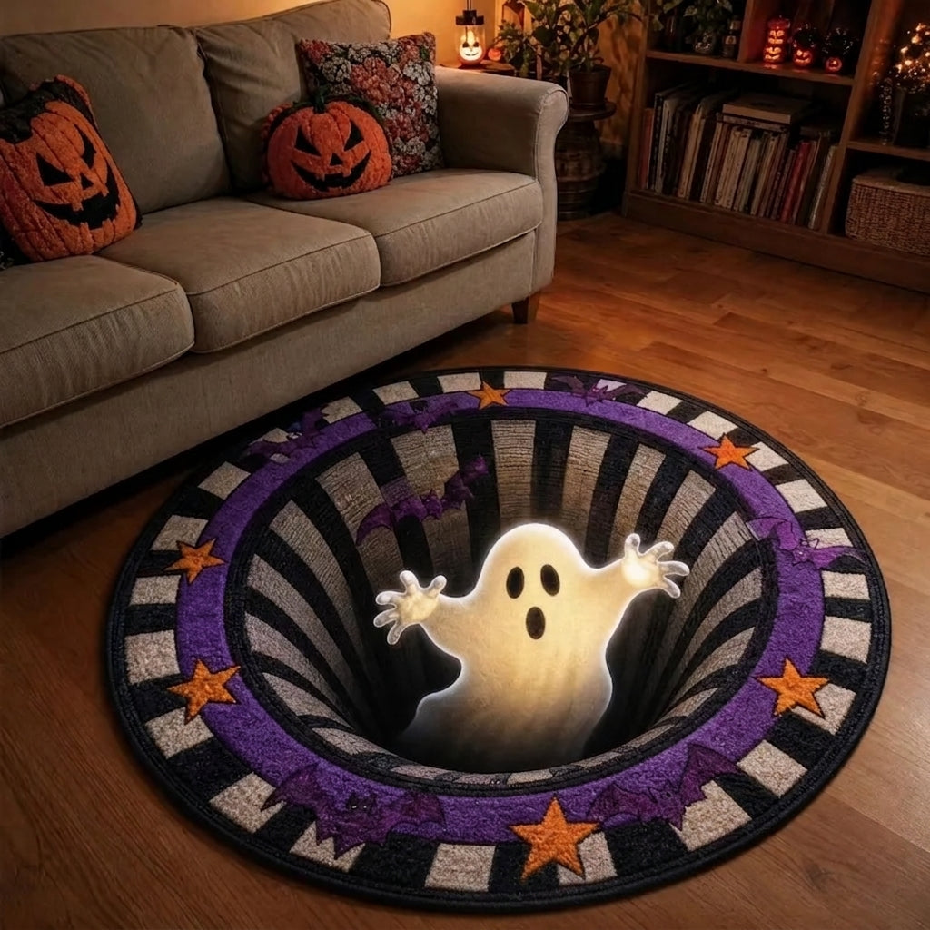 3D Optical Illusion Halloween Rug, Bottomless Hole Spooky Non-Slip Area Rug for Halloween Party & Home Decor