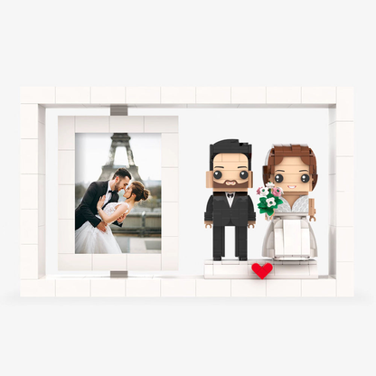 Figuras de ladrillo personalizadas de cuerpo completo para 2 personas, marco de fotos, bloques de partículas pequeñas, decoración del hogar, figuras de Brick Me