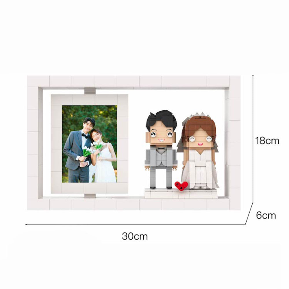 Figuras de ladrillo personalizadas de cuerpo completo para 2 personas, marco de fotos, bloques de partículas pequeñas, decoración del hogar, figuras de Brick Me