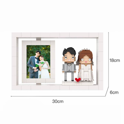 Figuras de ladrillo personalizadas de cuerpo completo para 2 personas, marco de fotos, bloques de partículas pequeñas, decoración del hogar, figuras de Brick Me