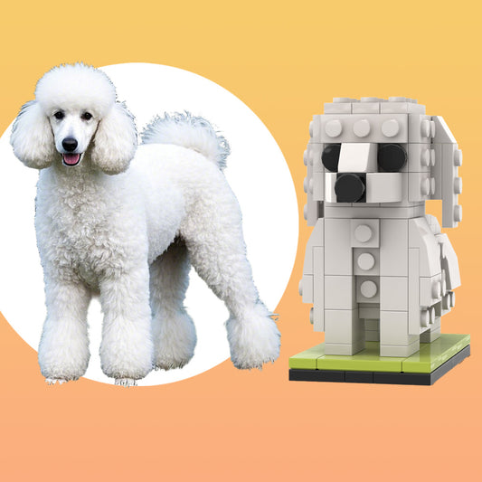 Volledig aanpasbare reuzenpoedel 1 hond Foto aangepaste stenen figuren Kleine deeltjes blokstenen figuren Alleen aangepaste reuzenpoedel