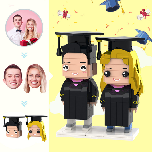 Figuras de ladrillo personalizadas de graduación — Regalo personalizado para 2 personas