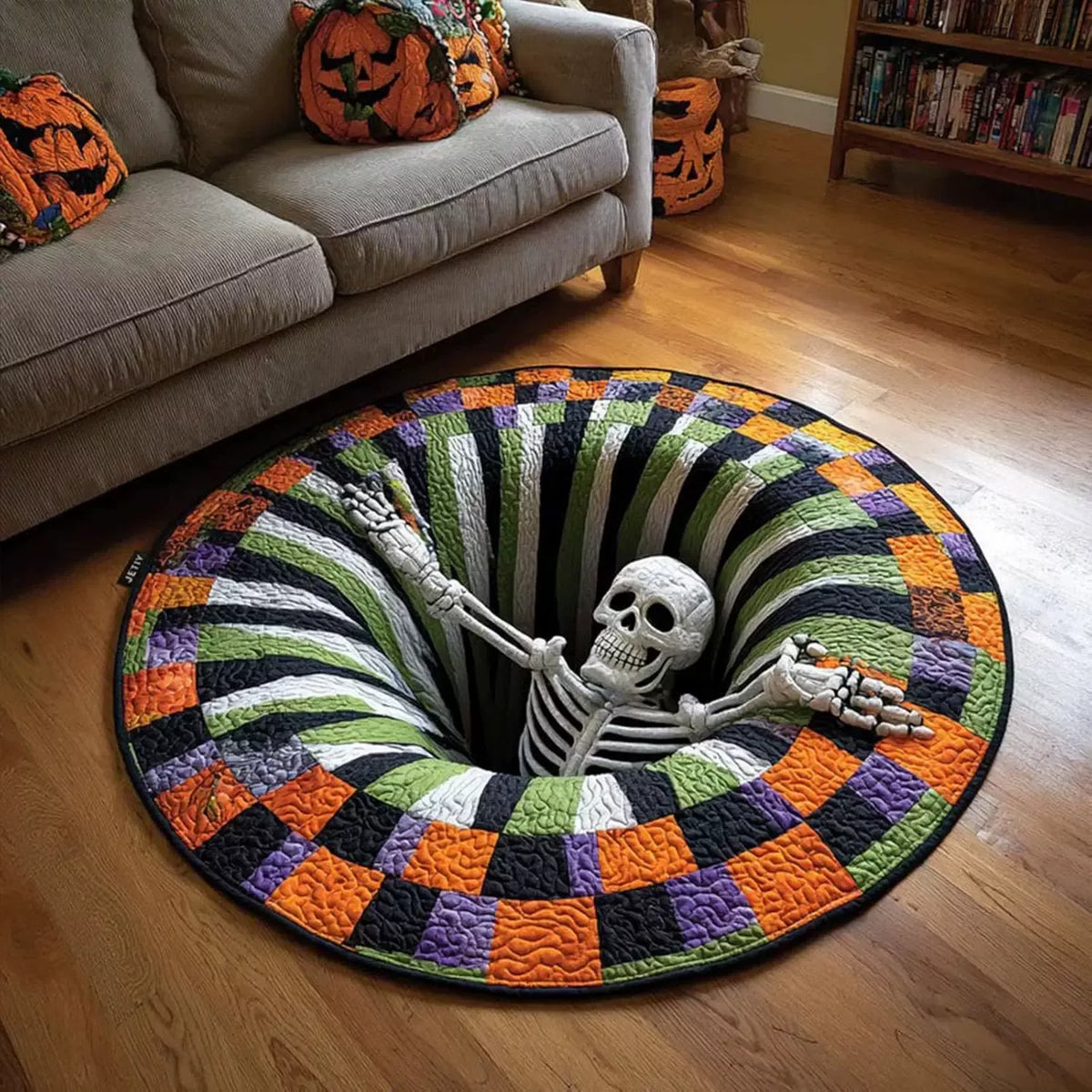 3D Optical Illusion Halloween Rug, Bottomless Hole Spooky Non-Slip Area Rug for Halloween Party & Home Decor