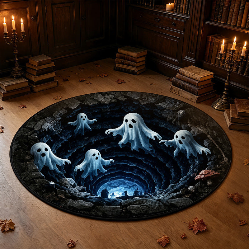 3D Optical Illusion Halloween Rug, Bottomless Hole Spooky Non-Slip Area Rug for Halloween Party & Home Decor