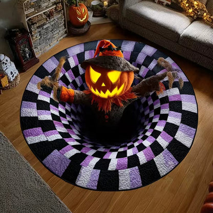 3D Optical Illusion Halloween Rug, Bottomless Hole Spooky Non-Slip Area Rug for Halloween Party & Home Decor