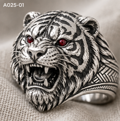 Silver Animal Head Statement Rings – Roaring Tiger, Geometric Bear & 3D Tiger Ring, US Sizes 6–12