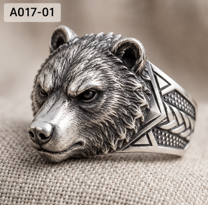 Silver Animal Head Statement Rings – Roaring Tiger, Geometric Bear & 3D Tiger Ring, US Sizes 6–12
