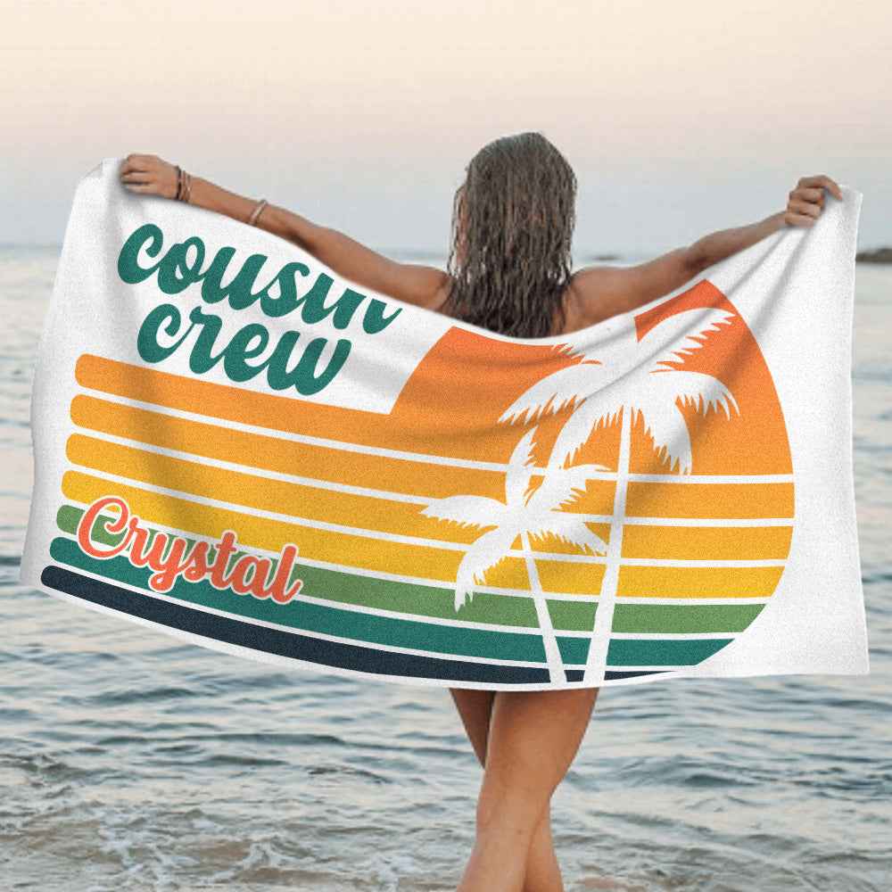 Custom Cousin Crew Pool & Bath Towel with Name – Personalized Family Reunion Gift