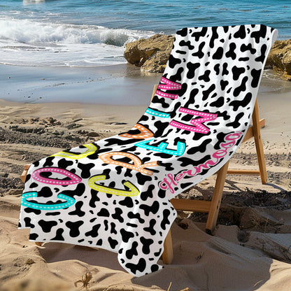 Custom Cousin Crew Beach Towel with Name – Family Reunion Personalized Gift