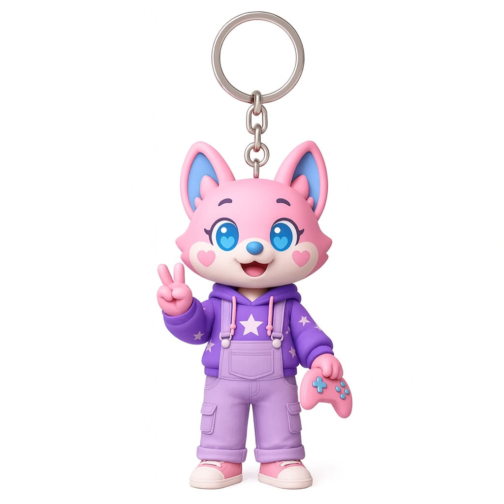 Custom 3D mini figure keychain from MadeMine, personalized with your photo, featuring a detailed miniature doll and keyring attachment.