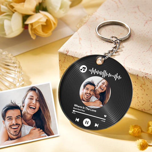Llaveros de canciones musicales personalizados con código musical escaneable, regalos acrílicos para pareja