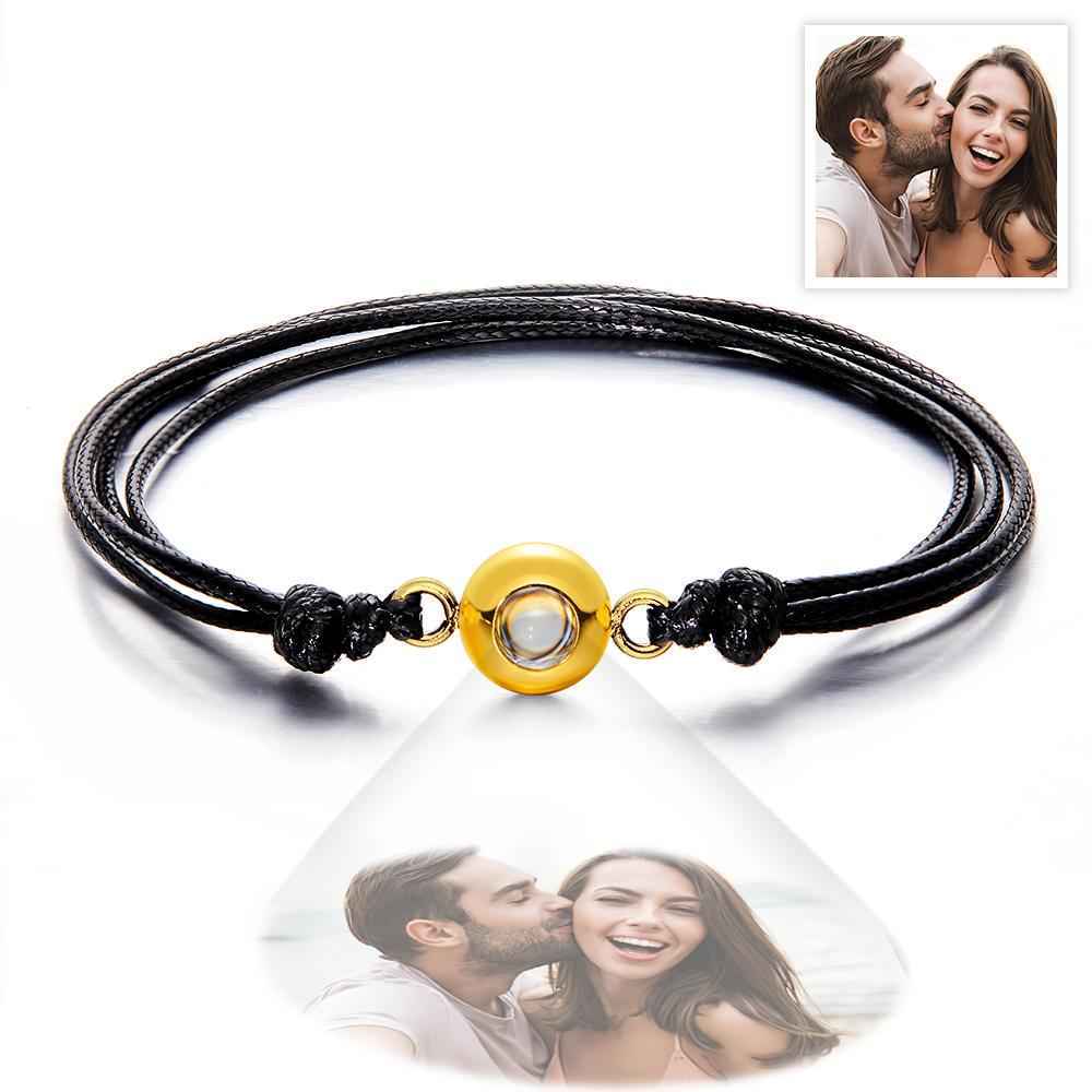 Custom Projection Photo Bracelet Weave Style Colorful Couple Gifts