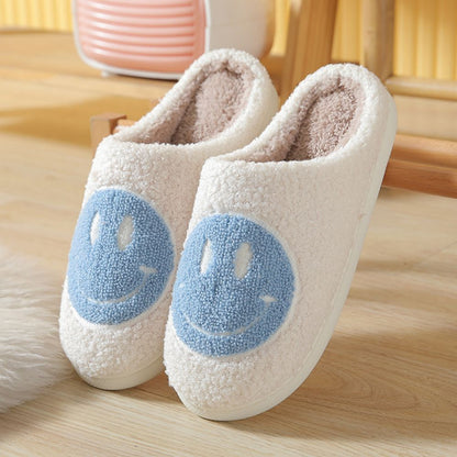 Smiley Face Cotton Slippers Fuzzy Fluffy Slippers Warm Cozy House Slippers For Women And Men