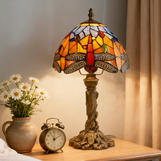 Tiffany-stijl gebeitst tafellamp vintage nachtkastje leeslamp retro sfeerverlichting