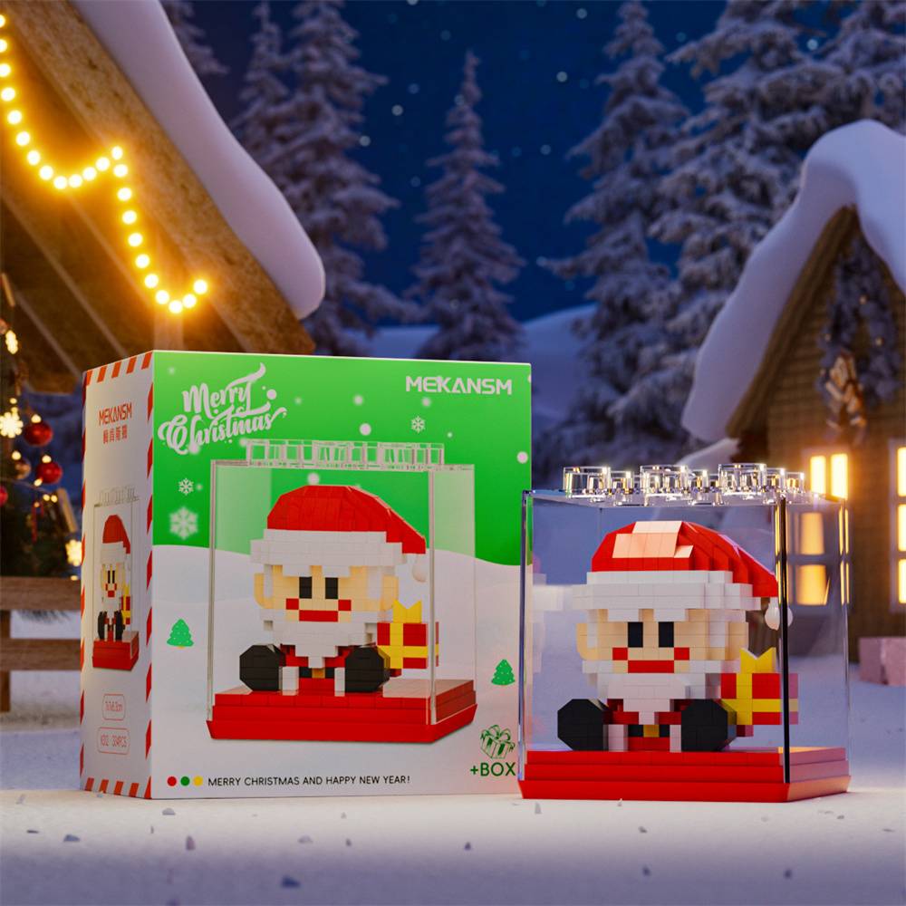 Kerst bouwstenen speelgoed met deksel Kerst bouwstenen speelgoed cadeau voor kinderen