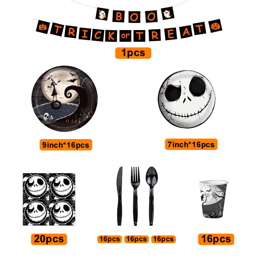 Halloween Party Decorations Supplies 117pcs Halloween Disposable Tableware Kits