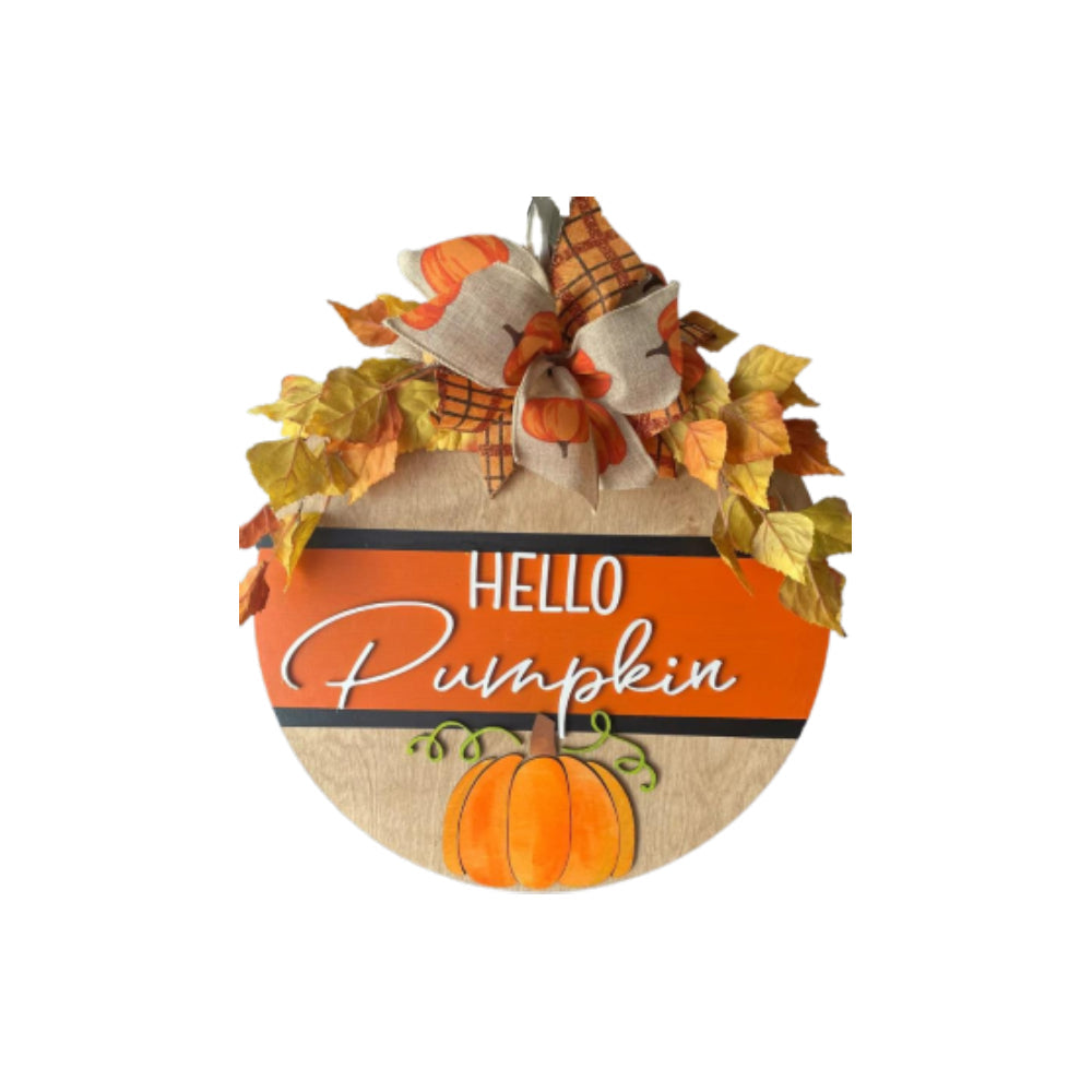 Letrero de bienvenida de otoño para puerta principal, corona de calabaza estilo rústico, decoración para porche, adorno colgante, regalos.
