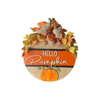Letrero de bienvenida de otoño para puerta principal, corona de calabaza estilo rústico, decoración para porche, adorno colgante, regalos.