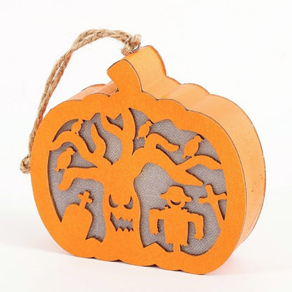 Halloween Haunted Tree Scene Wooden Pumpkin Light