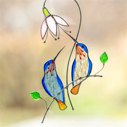 Sun Catcher Glass Blue Birds