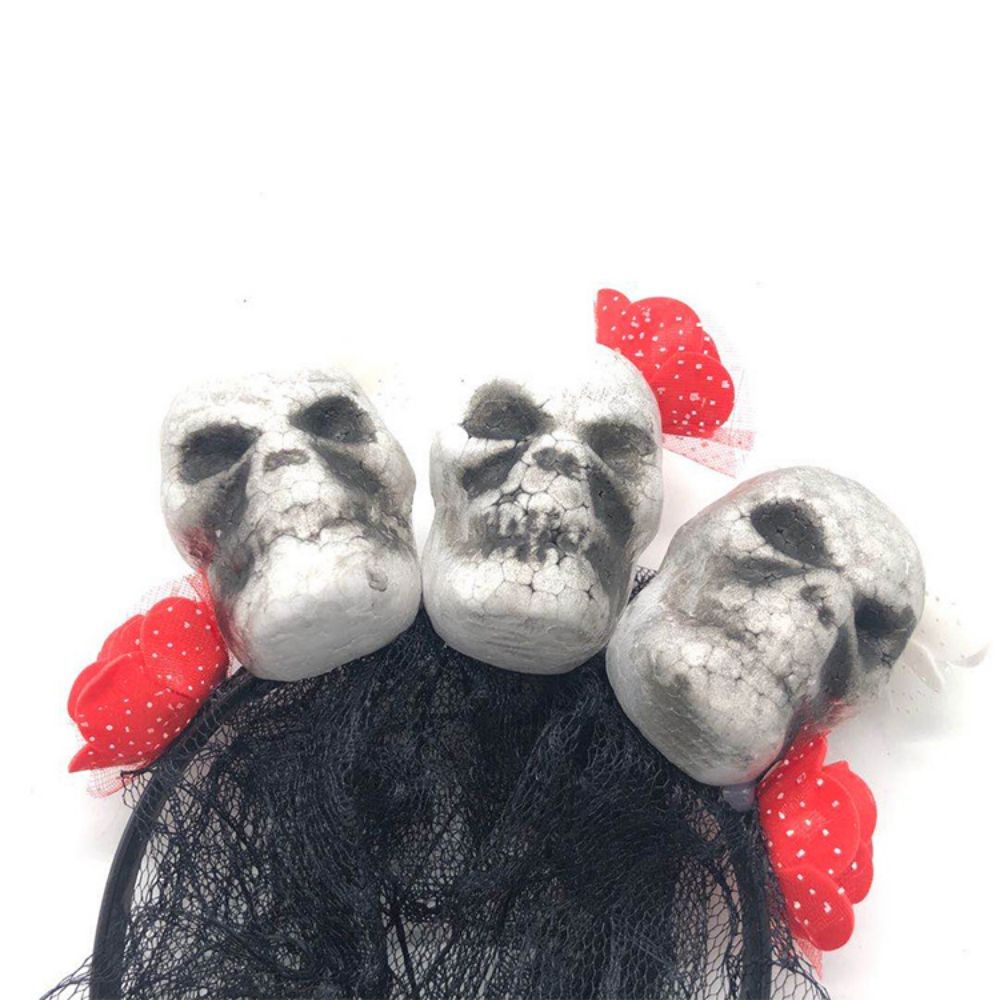 2 diademas de Halloween con velo de calavera, accesorios para disfraces.