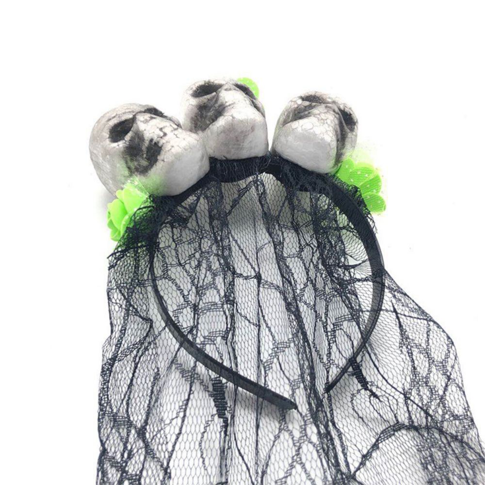 2 diademas de Halloween con velo de calavera, accesorios para disfraces.