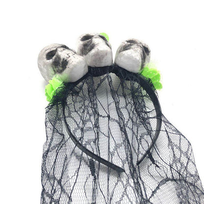 2 diademas de Halloween con velo de calavera, accesorios para disfraces.