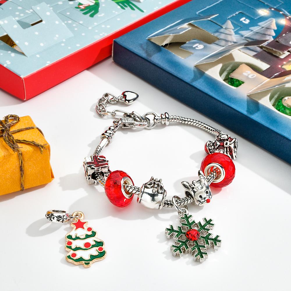 Christmas Charm Surprise Blind Box Charm Bracelet 24 Calendar Countdown Gift Box Bracelet DIY Charms