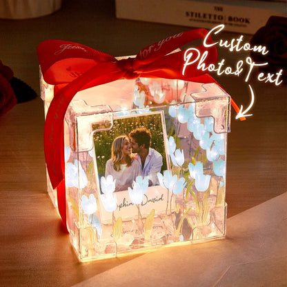 Gepersonaliseerde foto tulp bloem oneindigheid spiegeldoos oneindigheid spiegel bloem met uw foto en tekst DIY-kit