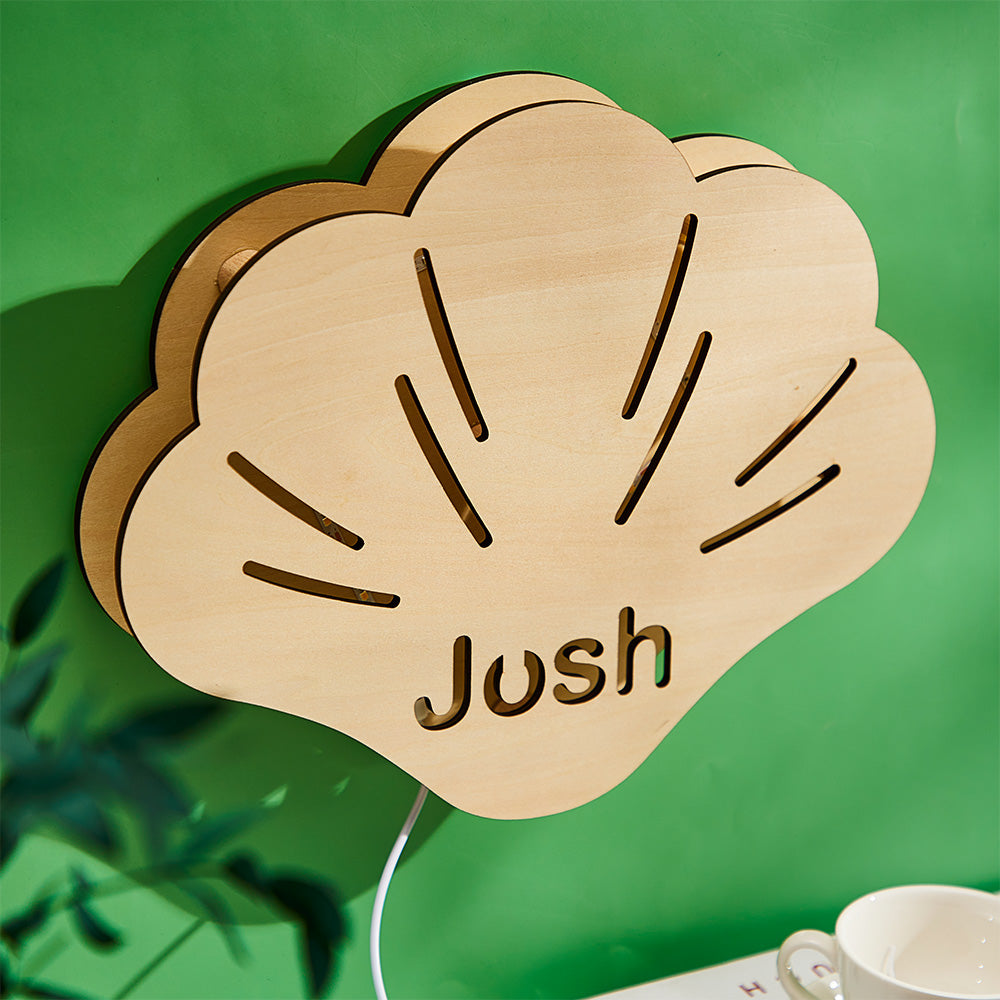 Shell Model Name Wooden Lamp Personalized Wall Night Light Birthday Gift