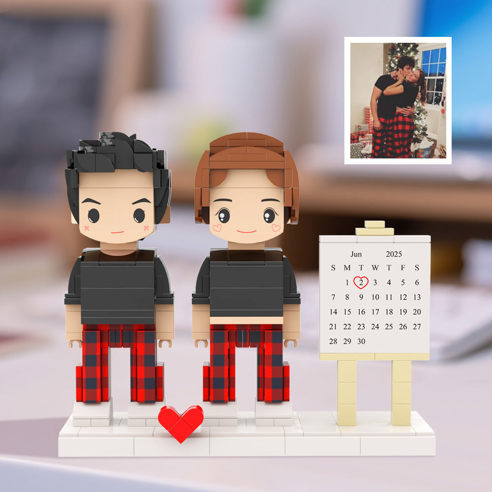 Personalized Calendar Brick Figure – Significant Date Gift for 2 People