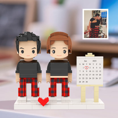 Personalized Calendar Brick Figure – Significant Date Gift for 2 People