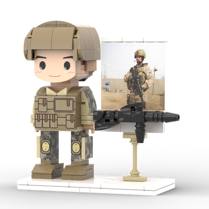 Gepersonaliseerde 1-persoons stenen figuren met foto als thema voor soldaten, verjaardagscadeau, Valentijnscadeau, Vaderdagcadeau