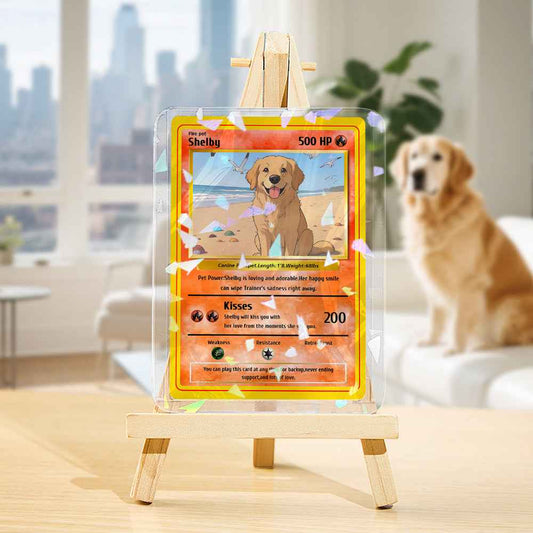 Custom Pet Photo Game Card – Personalized Poké-Style Gift for Pet Lovers with Stand