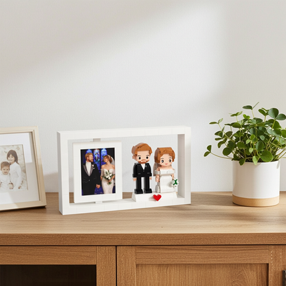 Full-Body Brick Figures voor 2 Personen met Frame – Jubileum- & Huwelijkscadeau