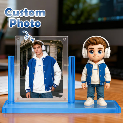Aangepaste 1-persoons 3D-minifiguur met foto, gepersonaliseerd speelgoedfiguur van uw foto als verjaardagscadeau (productietijd: 10-15 werkdagen)