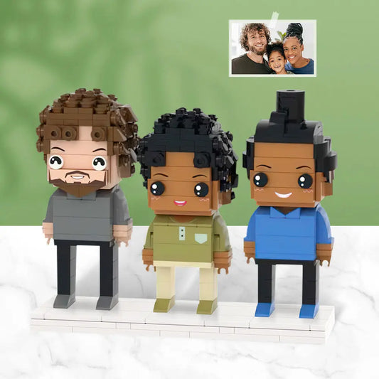 Figuras de ladrillos personalizadas de cuerpo completo para 3 personas, bloques de partículas pequeñas