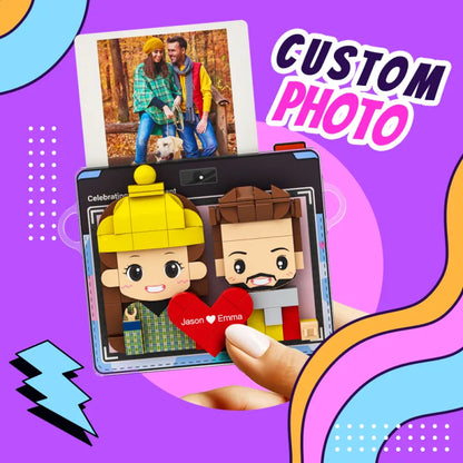 Personalized Brick Figure Fridge Magnets Pink Photo Stickers 