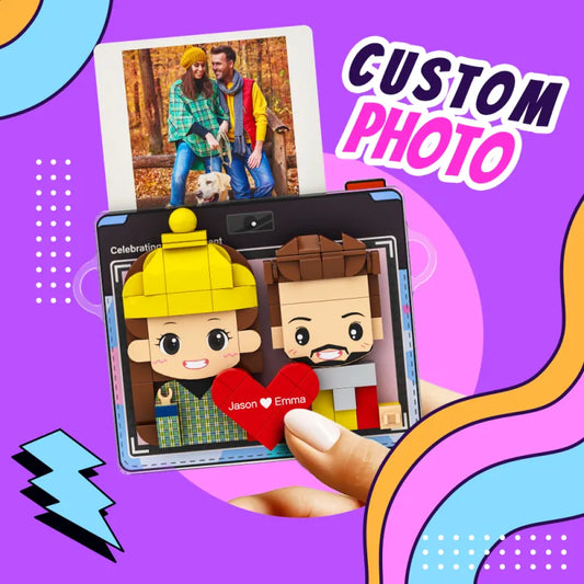 Personalized Brick Figure Fridge Magnets Pink Photo Stickers 