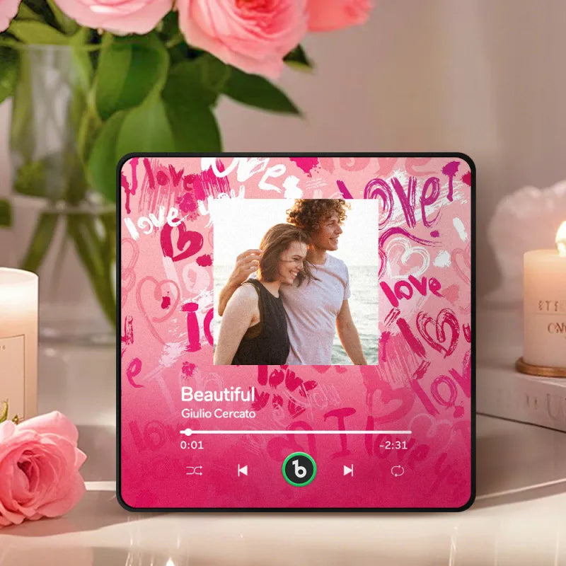 FridgeBeats Framed 4.0 Personalized Love Theme Music Fridge Magnet Valentines Gift Music Wall Photo Sticker