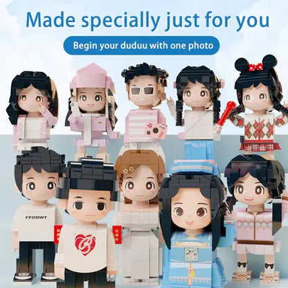 Figuras de ladrillo Duddu personalizables de cuerpo completo para embarazadas, para dos personas, con foto, regalo de aniversario, regalo para mamá primeriza.