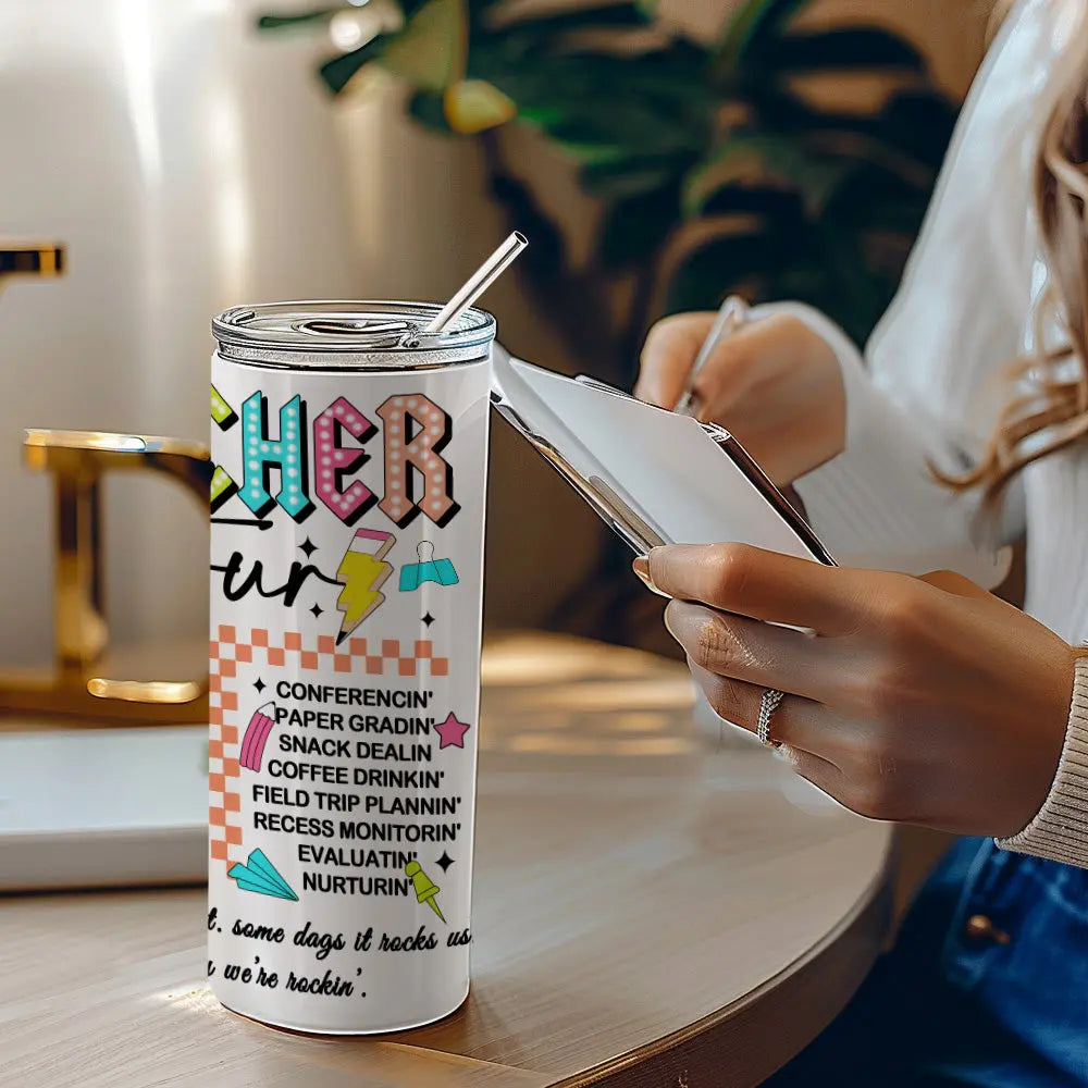 Personalized Teacher Appreciation Tumbler – 20oz Skinny with Lid & Straw