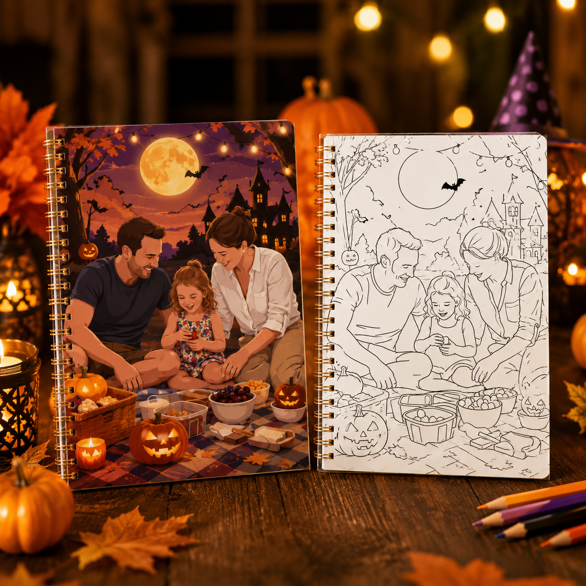 Personalized Halloween Photo Coloring Book – Custom Family & Pet Gift