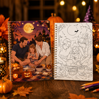 Personalized Halloween Photo Coloring Book – Custom Family & Pet Gift