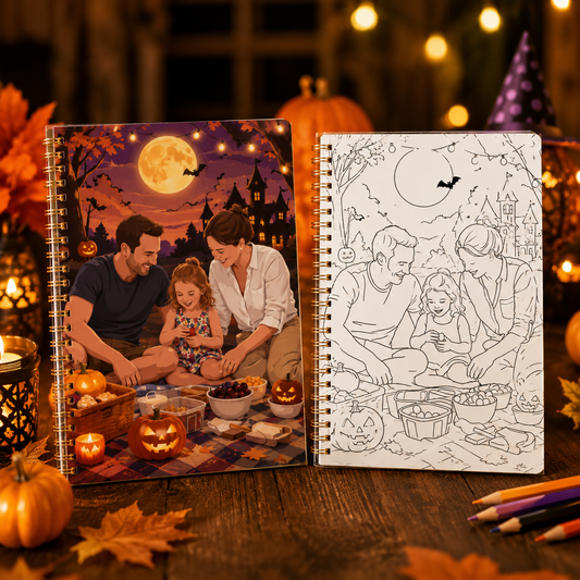 Personalized Halloween Photo Coloring Book – Custom Family & Pet Gift