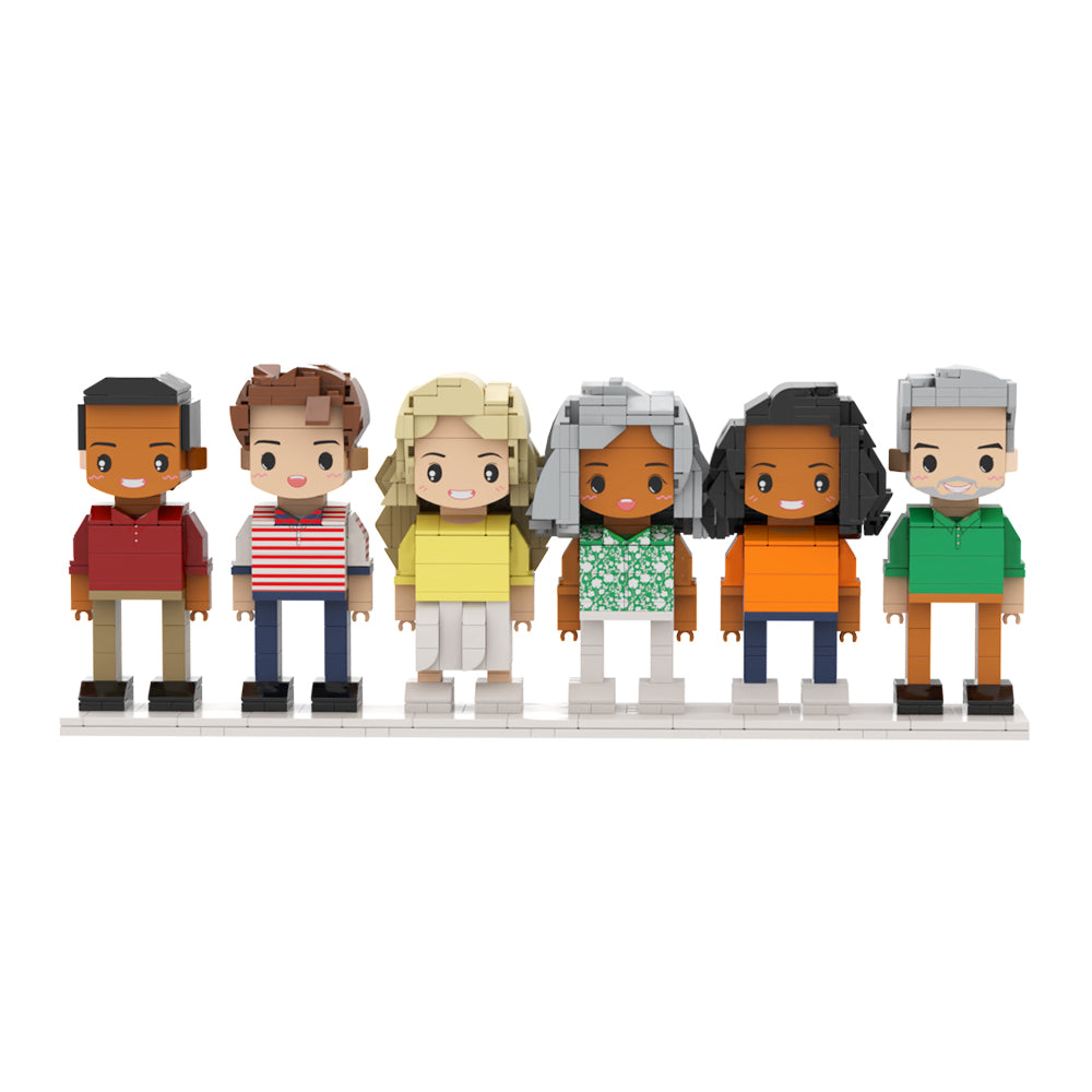 Full-Body Cute Brick Figures of 6 People