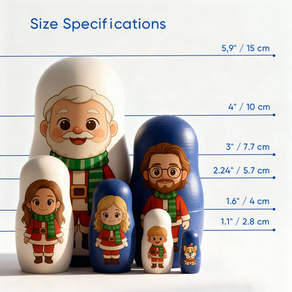 (5 Working Days Production) Personalized Family Portrait Nesting Doll with Box Custom Photo into Cartoon Style Preview Christmas Gift